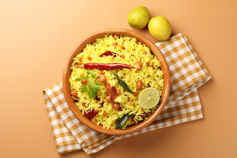 Lemon,Rice,Or,Fodnicha,Bhat,Is,South,Indian,Turmeric,Rice