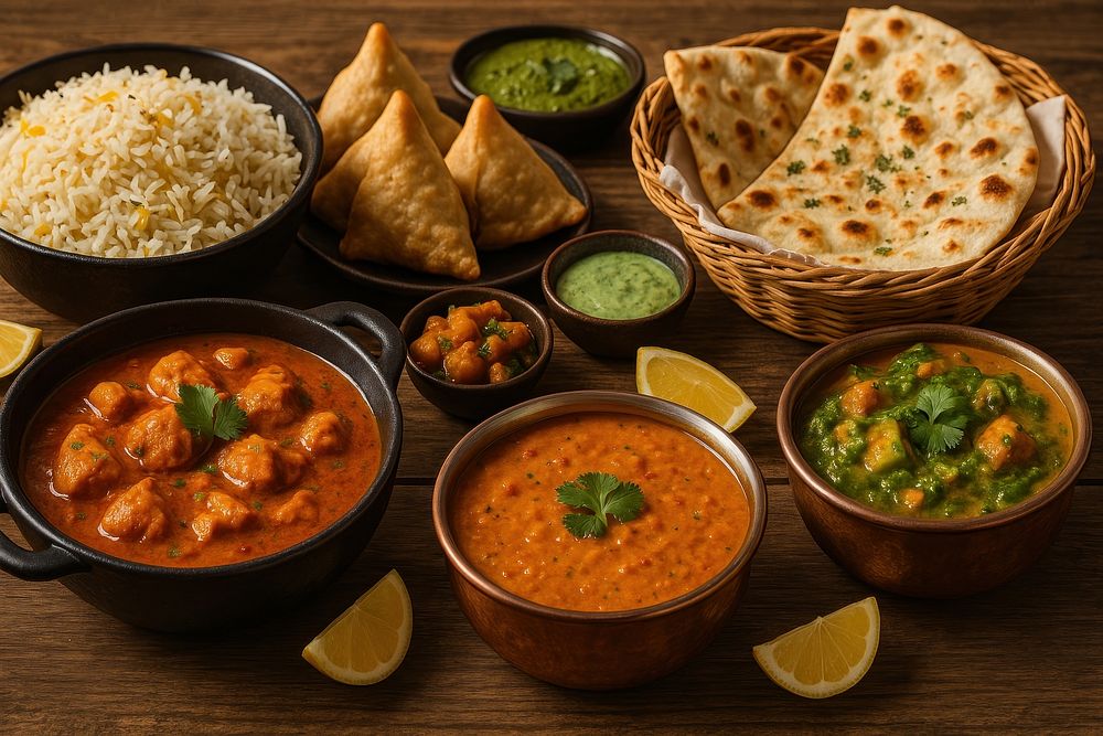 Delicious Indian cuisine variety.