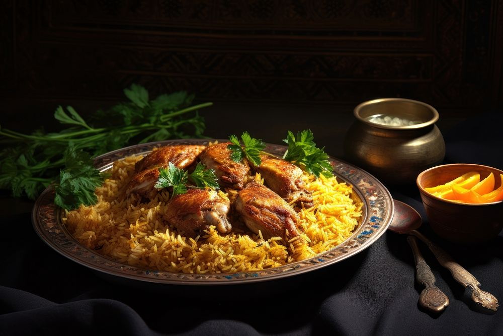 Kabsa plate food meat.